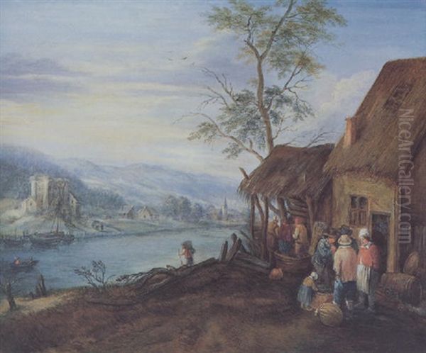 Flusslandschaft Mit Traubentrennenden Bauern - view 1