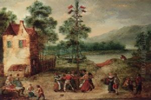 Peasants Dancing Around A Maypole