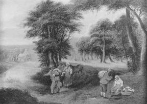 Chemin Forestier Anime De Villageois by Theobald Michau