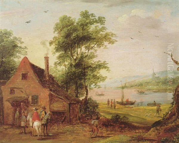 Landschaft Mit Zwei Reitern Vor Einem Gasthaus - view 1