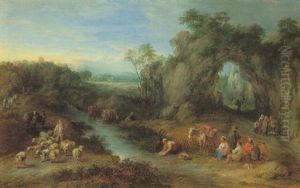 A Shepherd, Washerwoman, And Other Figures By A Brook A Shepherd, Washerwoman, And Other Figures By A Brook