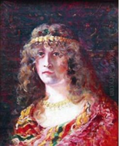 Portrait.
 Huile Sur Toile Signee Et Datee 1893 En Haut A Droite