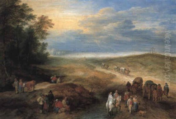 An Extensive Landscape With Horsemen And Travellers On A Track - view 1