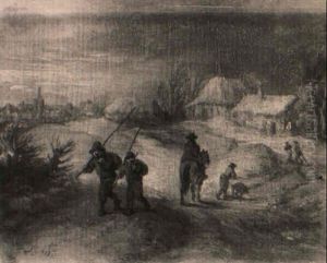 Winterlandschaft Mit Wanderern