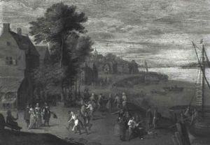 Elegant Figures Outside An Inn by Theobald Michau