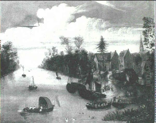 Villagers Boating On The River - view 1