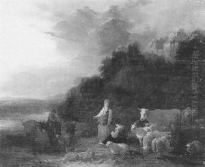 Landschaft Mit Hirten Und Herde by Theobald Michau