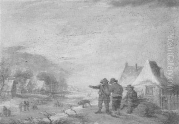 A Village With Peasants Conversing In The Foreground - view 1