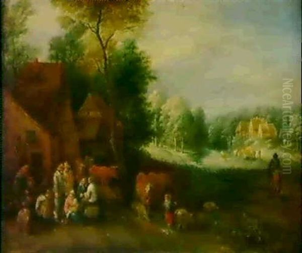 Bewaldete Landschaft Mit Bauern Und Kuhen... - view 1