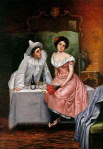 Dama Con Pierrot by Emile Francois Michel