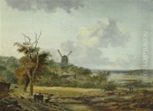Landscape With A Mill In The Background by Georges Michel