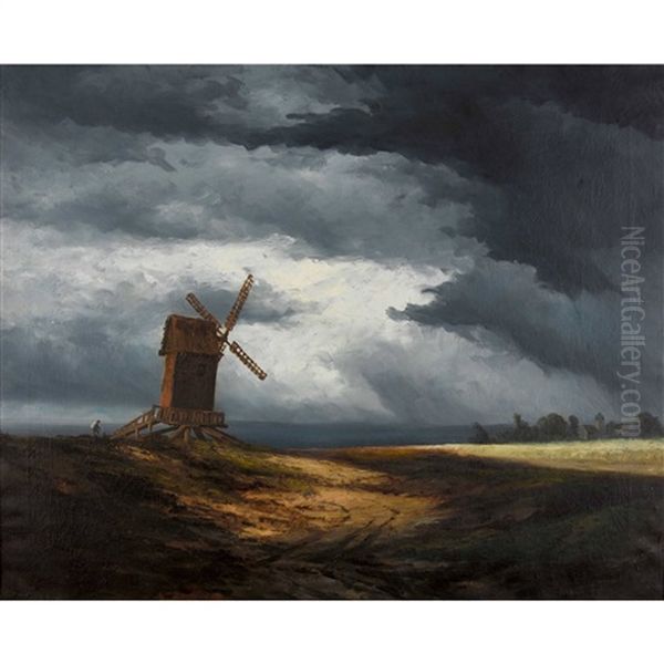 Abendlandschaft Mit Windmuhle - view 1