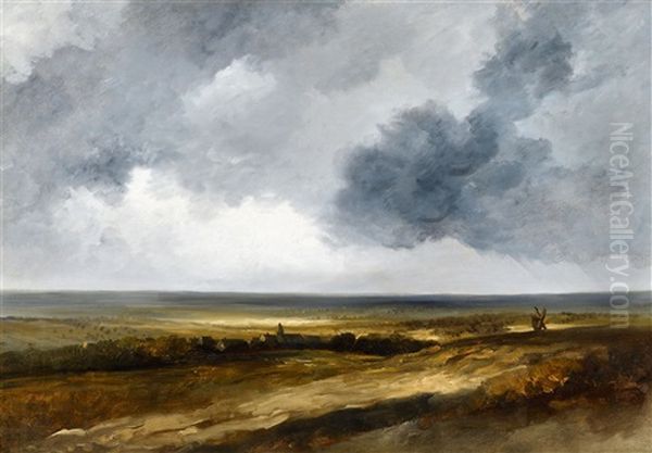 Panoramic Landscape With A Village And Windmill - view 1