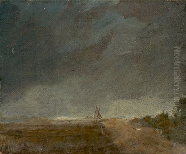 Windmill Under Dark Clouds - view 1