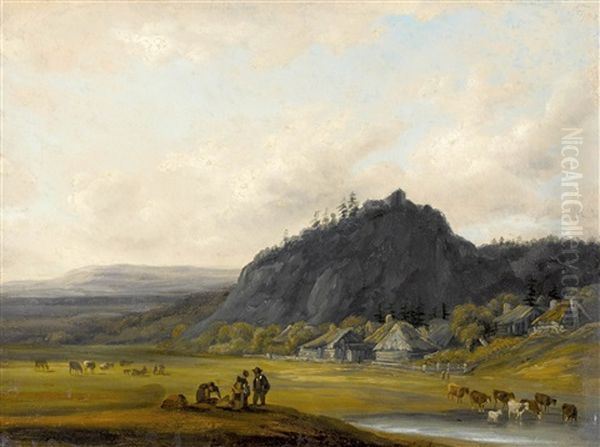 Weite Landschaft Mit Bauerndorf Und Staffage - view 1
