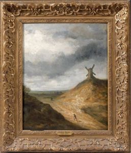 Promeneurs Pres D'un Moulin by Georges Michel