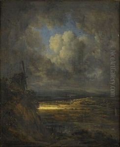 Paysage D'orage Et Reflet De Soleil by Georges Michel