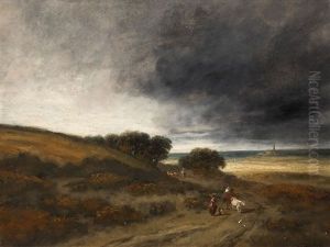 Landscape With Sheperdess And Cattle by Georges Michel