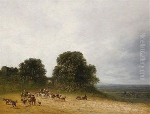 Landschaft Mit Bauern Und Vieh Bei Saint-denis by Georges Michel