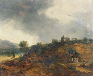 Promeneur Sur Le Chemin Par Temps D'orage by Georges Michel