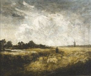 Sommerliche Heidelandschaft Mit Schafherde by Georges Michel
