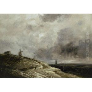 A Stormy Landscape With Windmills by Georges Michel