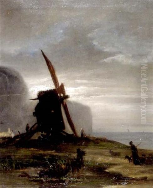 Windmuhle An Der Kuste Bei Dammerung - view 1