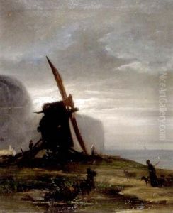 Windmuhle An Der Kuste Bei Dammerung by Georges Michel