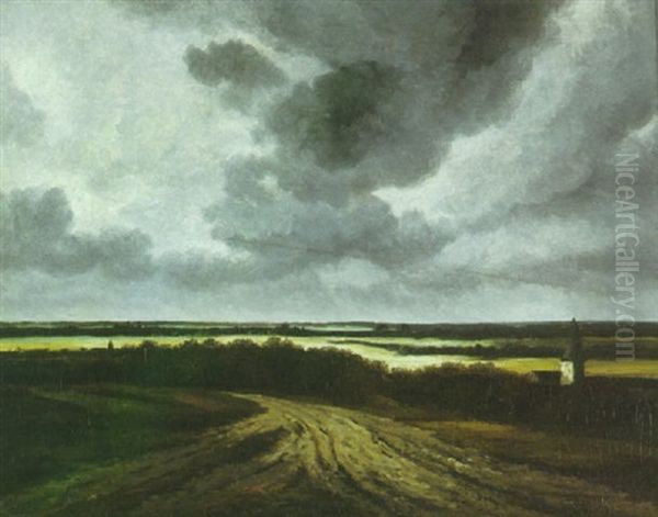 A View Of The Countryside With A Church Steeple In The Foreground - view 1
