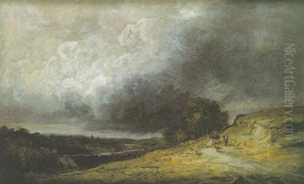 Shepherdess And Flock Before A Storm - view 1