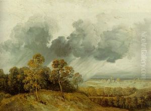 A Rainstorm Over A Wooded Hillside A Rainstorm Over A Wooded Hillside
