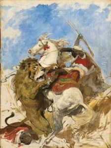 The Lion And The Moor by Arturo Michelena