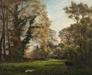 A View Of A Chateau With Cattle Grazing In The Foreground