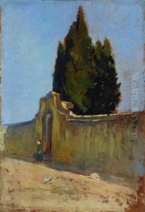 Ingresso Di Villa Con Cipresso