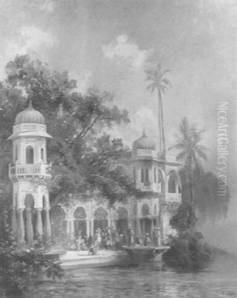 Scene Sur Le Lac Jmere (?) De Poskur (indes) - view 1