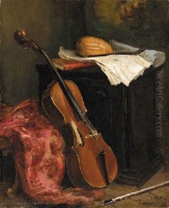 Still Life With Cello And Mandolin by Henri Michel-Levy