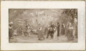 Gli Storpi (study) by Francesco Paolo Michetti