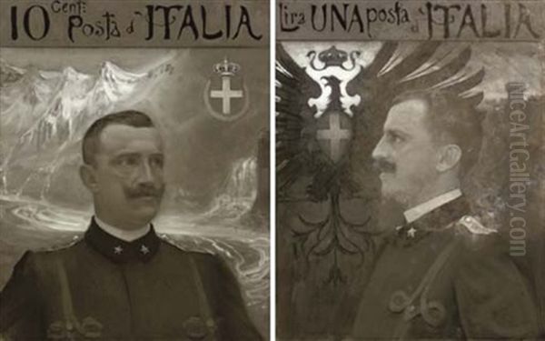 Vittorio Emanuele Iii, King Of Italy: Before The Mountains (+ In Profile, To Sinister; 2 Works) - view 1