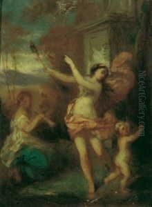 La Lecon De Danse. Ol Auf Leinwand. H 27,5; B 20 Cm. Der Salonmaler Besson Schuf Galante Szenen Im Stil Des Rokoko, Angeregt Insbesondere Durch Die Werke Bouchers. Fur Napoleon Iii. Malte Er Wanddekorationen In Den Tuilerien. by Faustin Besson
