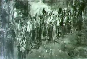 Donne In Processione In Una Strada Di Paese by Francesco Paolo Michetti