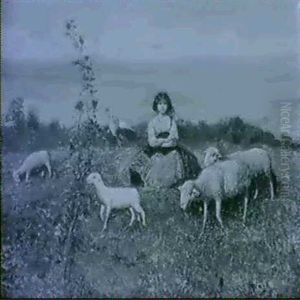Shepherdess And Sheep At The Coast Shepherdess And Sheep At The Coast