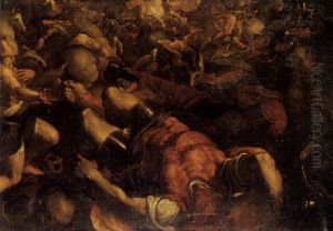 David Victorious Over Goliath, The Fighting Armies Of The Israelites Beyond by Andrea (Andrea Vicentino) Michieli