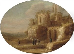An Italianate Landscape With Christ Healing The Blind