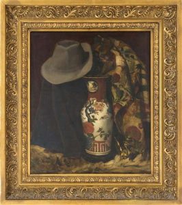 Still Life Of A Hat And Porcelain by Stanley Grant Middleton