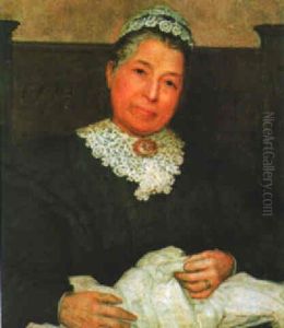 A Portrait Of A Lady Seated, Sewing A Garment