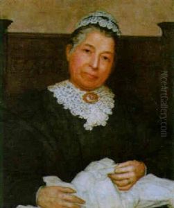 Portrait Of A Lady Sewing A Garment