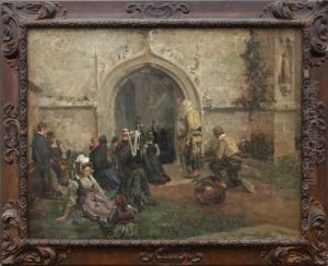 Eglise Du Faouet, Bretons Et Bretonnes Priant by Arthur Midy