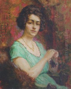Portrait Of A Lady, Seated, In A Turquoise Dress
