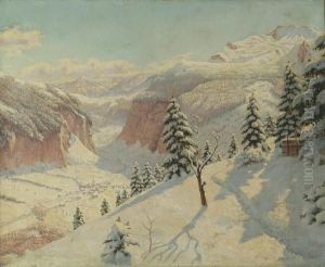 Winter Mountain Pass by Boris Vasilievich Bessonov