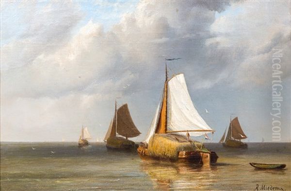 A Dutch Hay Barge On A Calm Sea - view 1